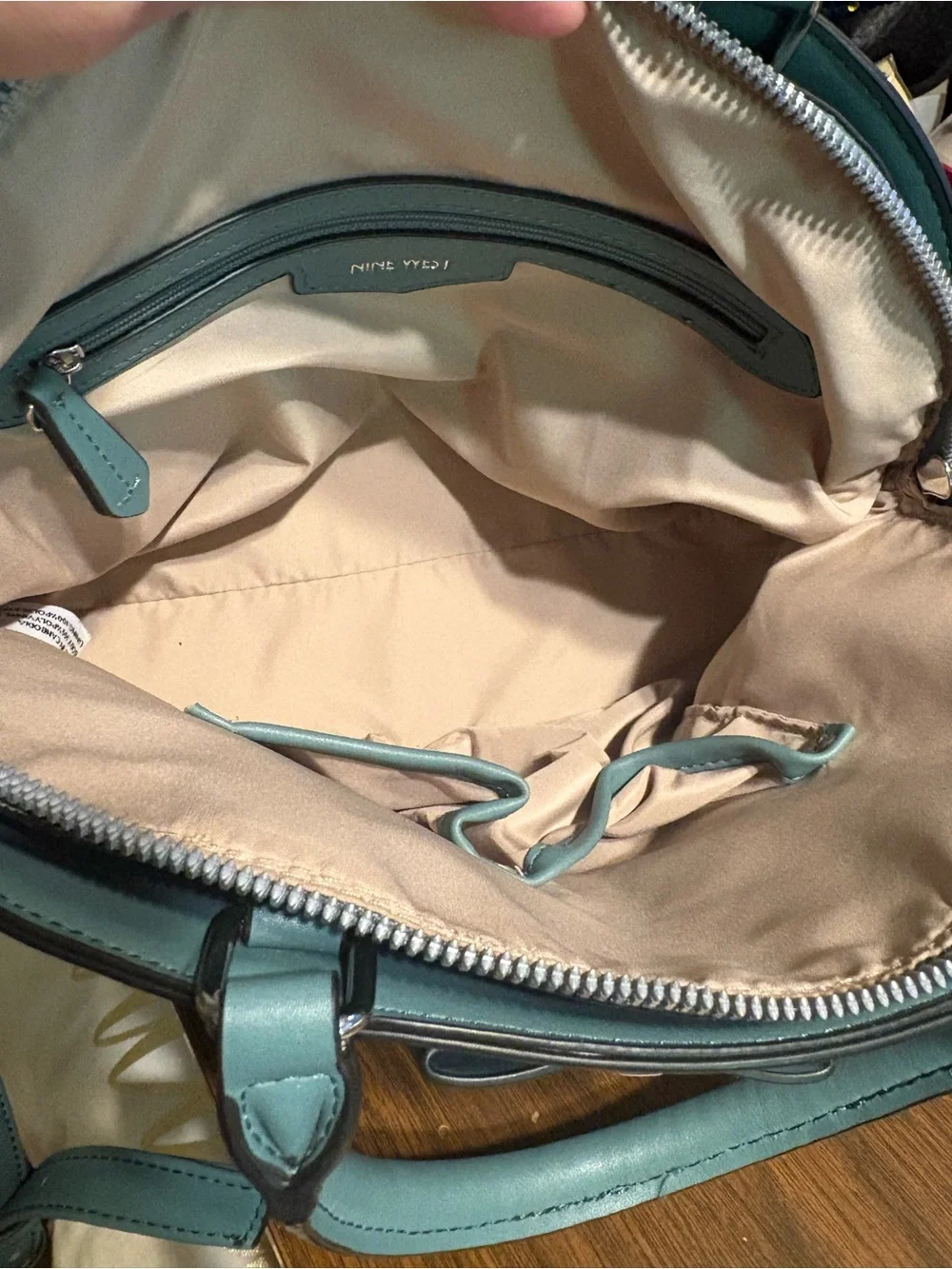 Nine West Seafoam Bow Satchel with Silver Chain